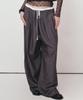 Nigaennikol Stripe Layered Pintuck Slacks_Charcoal