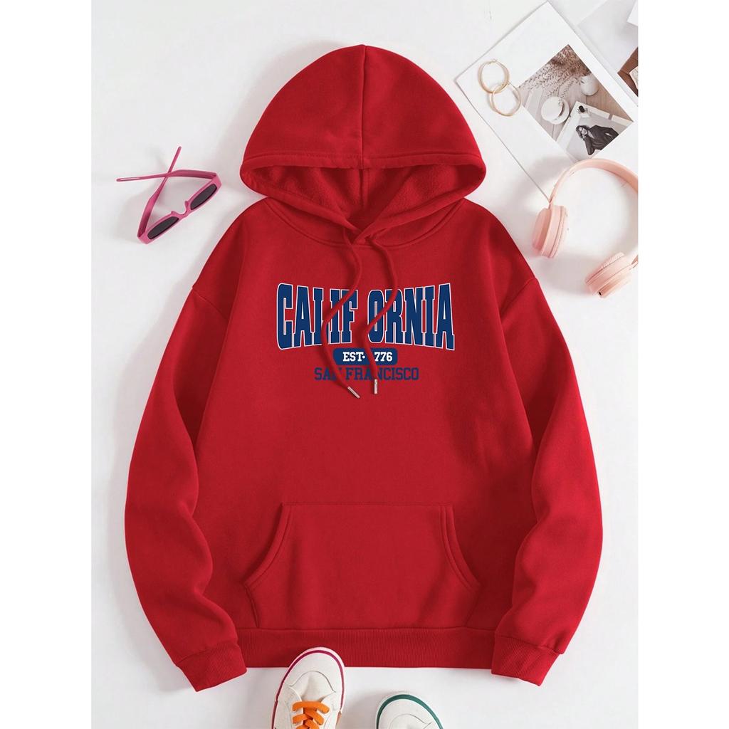 California Est 1776 San Francisco Men Women Hoodies Cute Pocket Pullovers Pattern Oversize Streetwear Fleece Couple Sportswear