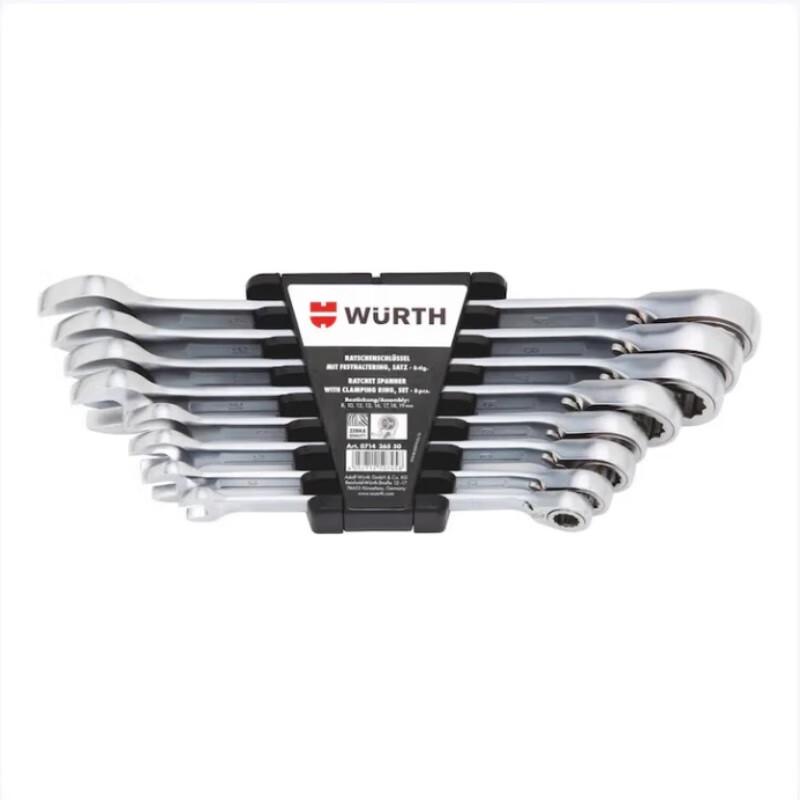 WURTH 8-Piece Anti-Slip Ratchet Combination Wrench Set