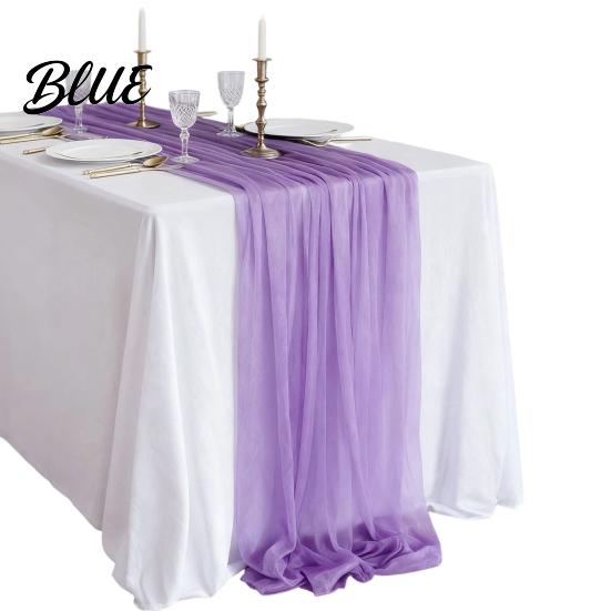 Soft Table Runner Sheer Flowing Runner Chiffon Wedding Elegant Solid Color High Quality