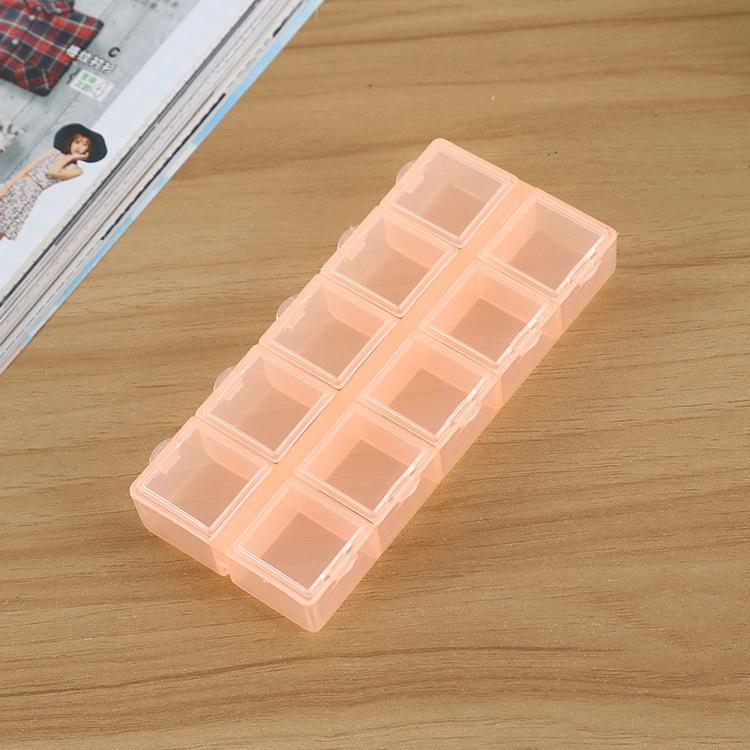 Small Double-row 10-grid Manicure Phone Case with Diamond and Independent Lid Storage Box
