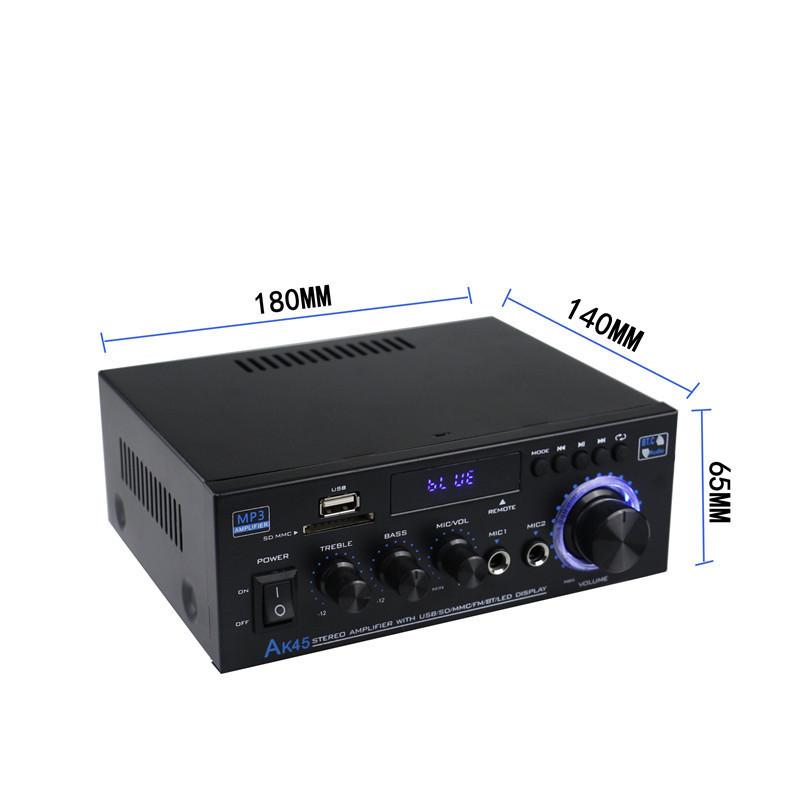 AK45 Two Channel Digital Amplifier Bluetooth HIFI Audio Stereo Power Amplifier Home Karaoke Subwoofer Sound System