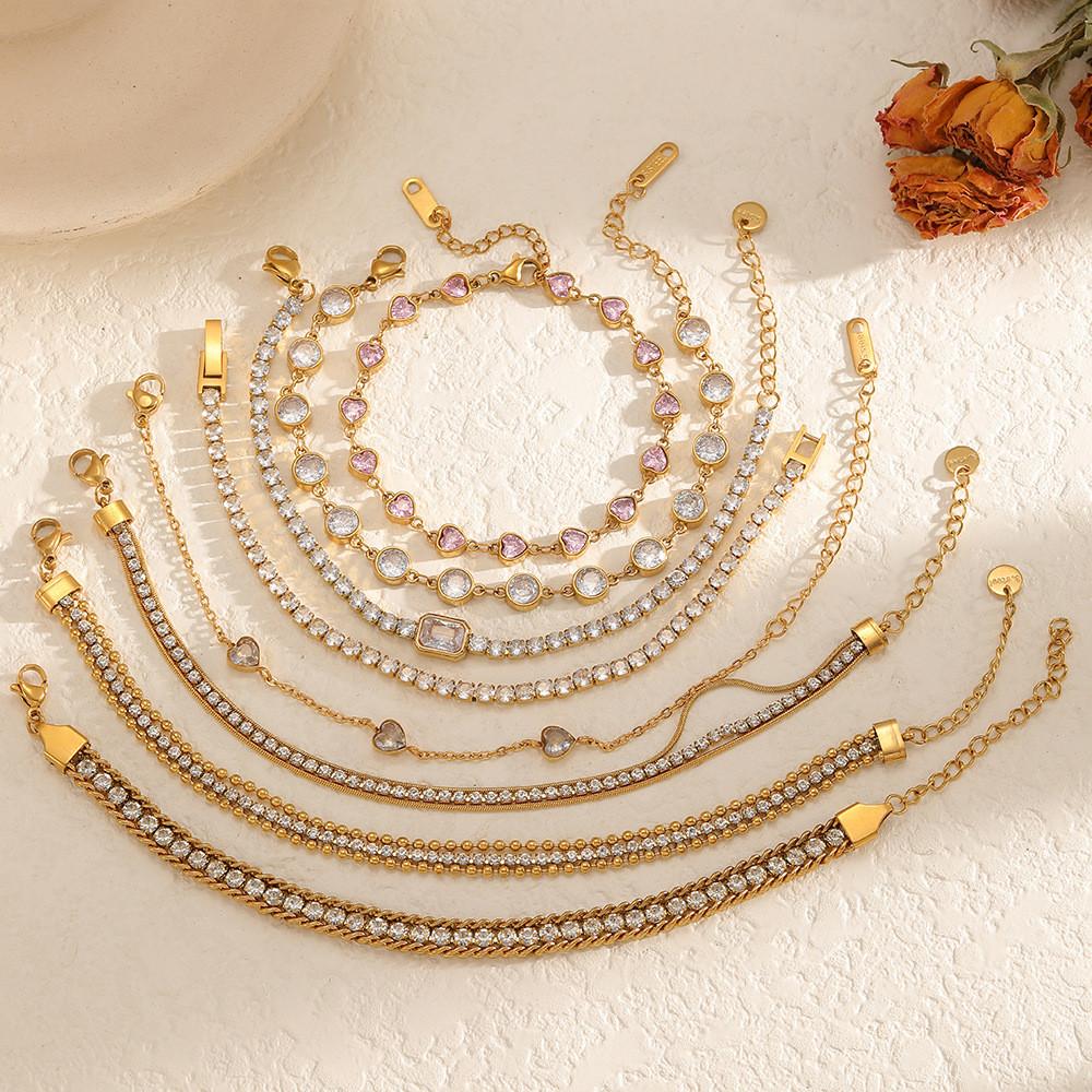 Geometrisches Edelstahlarmband für Damen mit Vergoldung Leichter Luxus-Stil Winter