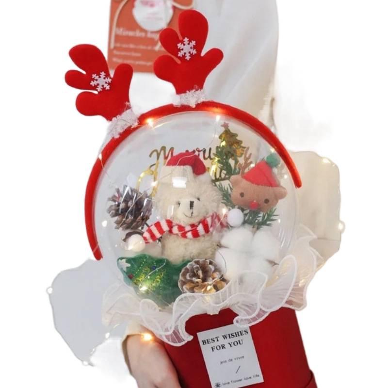 Christmas Hug Plush Bouquet: Cute and Creative Gift with Preserved Flowers