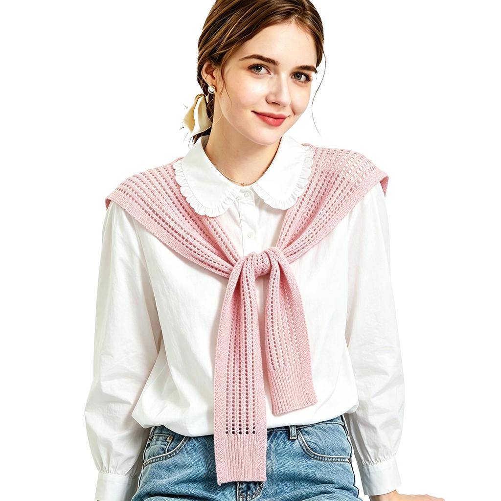Knitted Hollow Out Shawl, Lightweight Breathable Neck Scarf Wrap for Women
