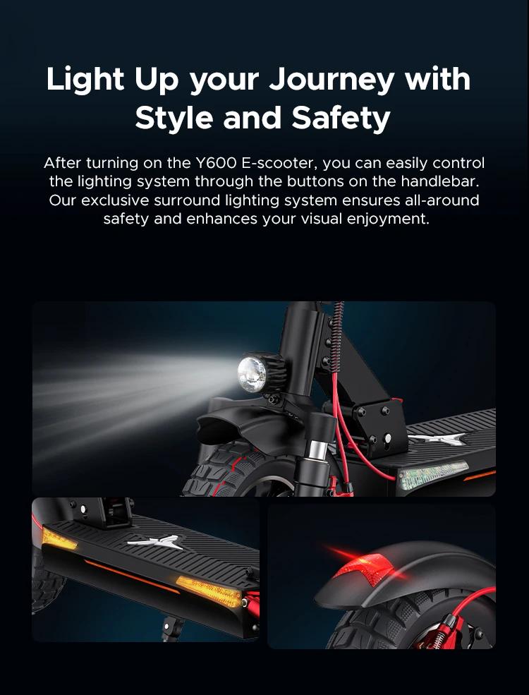 Y600 2025 EU Neu 830W Erwachsener Elektroroller 48v 18.2ah Max. Geschwindigkeit 45km/h Hydraulische Bremse Abnehmbarer Sitz Faltbarer Escooter
