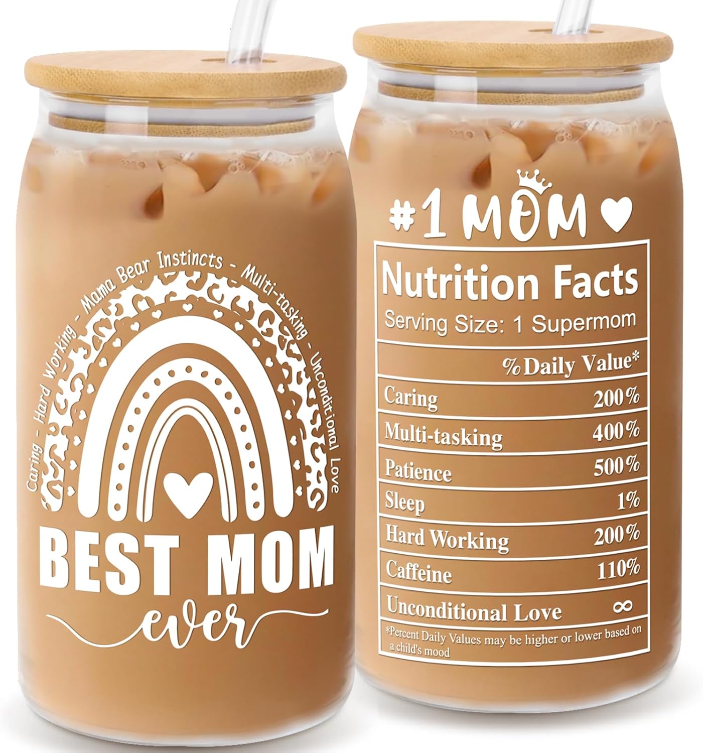 Valentines Day for Her Mom: Funny Birthday Mom Gifts from Daughter Son, 16OZ Can Gla