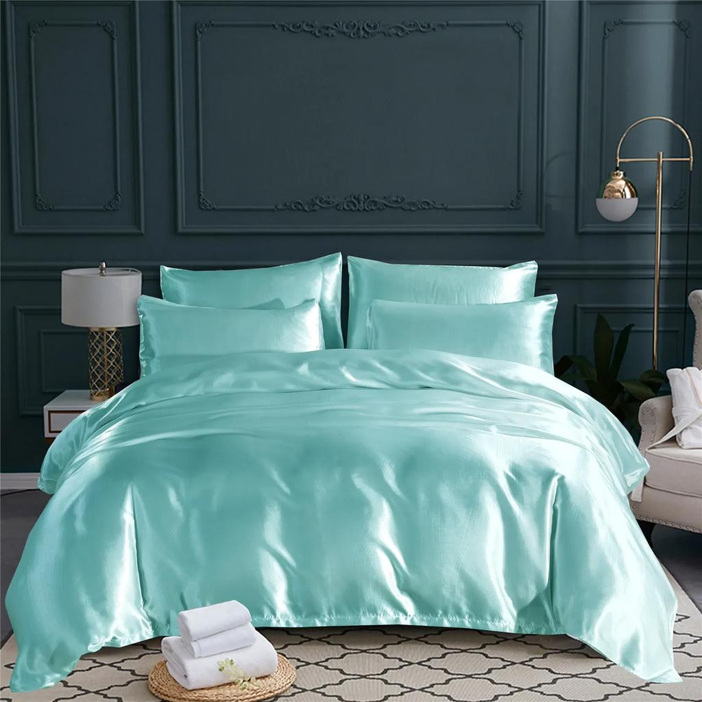 Luxury Different Color Bed Set Simple Style Duvet Cover Pillowcase Bedding Set  Flat Bed Sheet Quilt Cover Twin Queen King Size