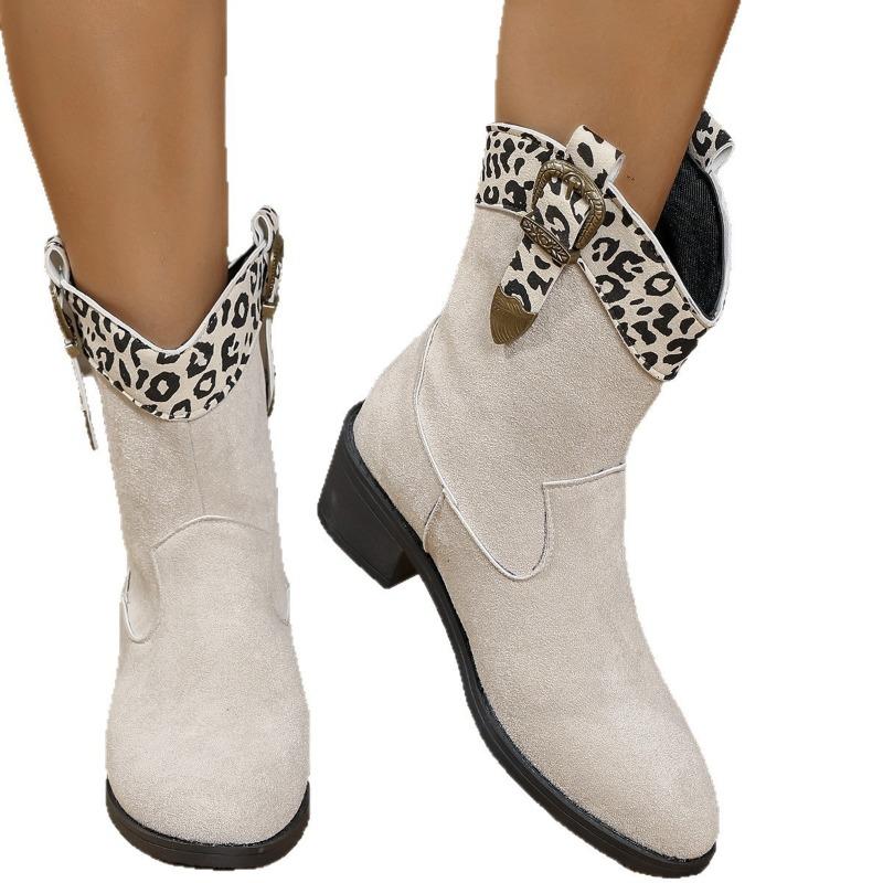 New Pointed-toe Mid-calf Boots for Women In Plus-size Shoes with Thick Heels and Sleeve Fashion Boots