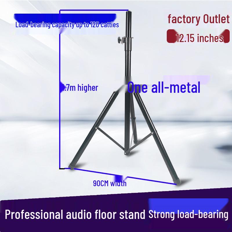 Adjustable Speaker Floor Stand for 10, 12, 15-Inch Speakers with Triangle Base and Foot Stand