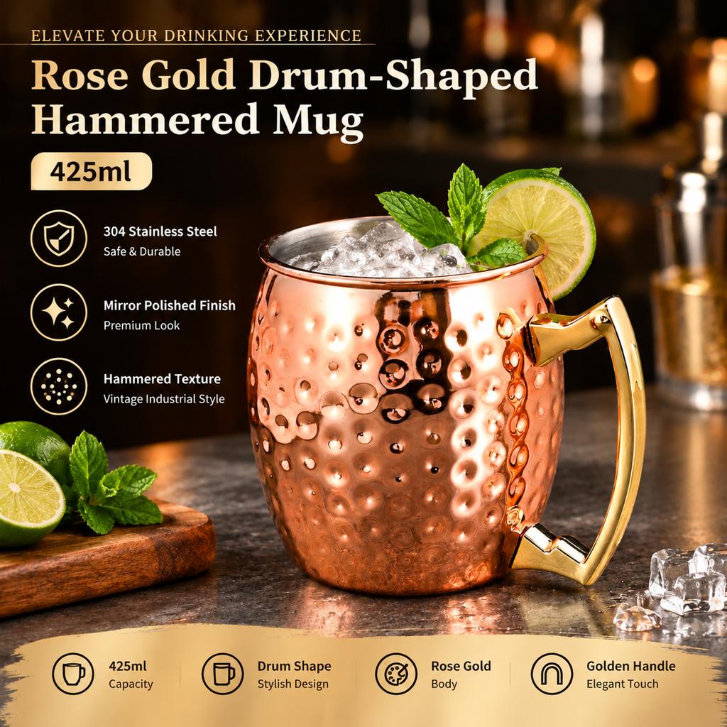 304 Stainless Steel Hammered Cocktail Mug