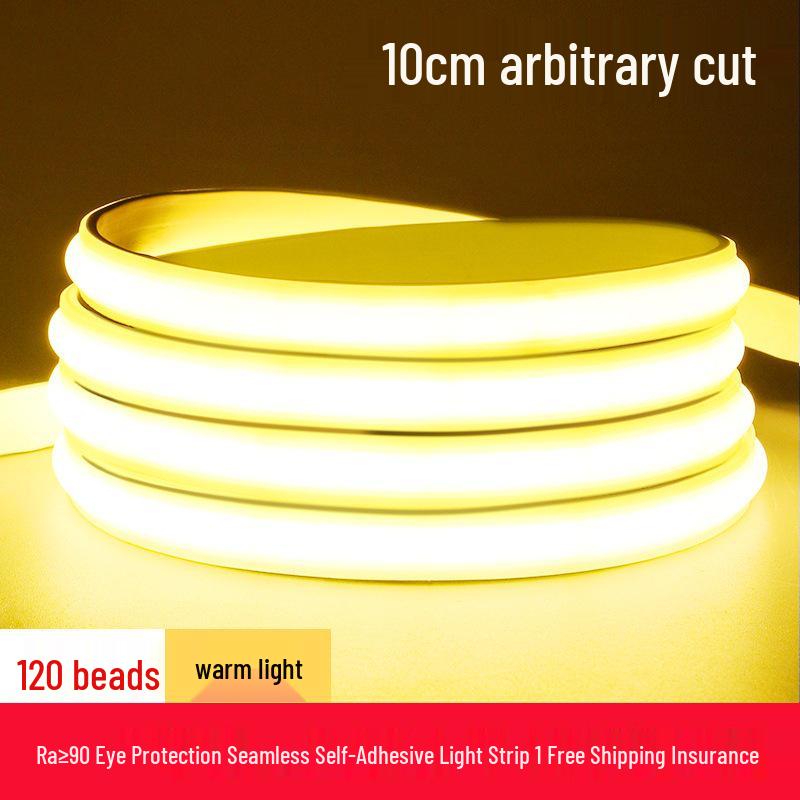 High Voltage 220V COB LED Strip Light: Super Bright, Waterproof, Self-Adhesive, Silicone-Coated for Home & Outdoor Use