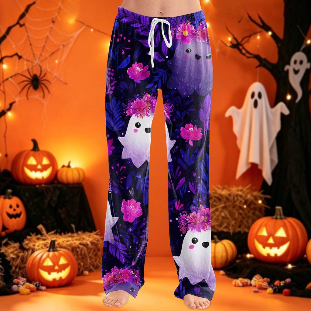 Women's Pajama Pants with Drawstring Halloween Print Relaxed Fit for Casual