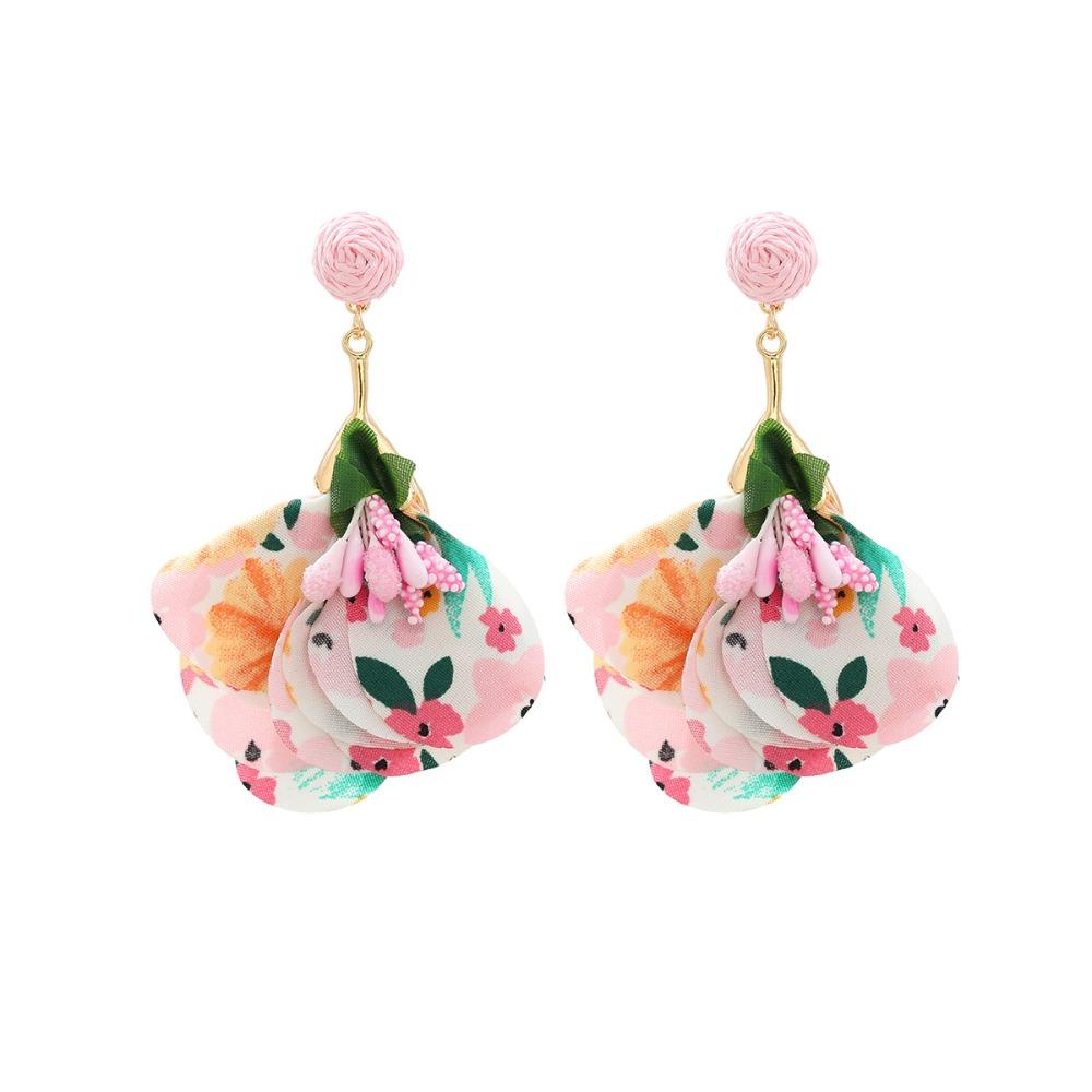 Exaggerated Beach Earrings Tassel Petals Stud Earrings Trendy Flower Dangle Earrings  Vacation
