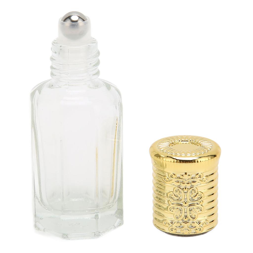 3pcs Refillable Perfume Bottle 10ml Golden Cover Transparent Glass Refillable Perfume Container for Travel