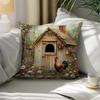 Retro Farmhouse Rooster Cushion Covers 18X18Inch Couch Throw Pillow Case For Car Pillowcase Living Room Christmas Decoration