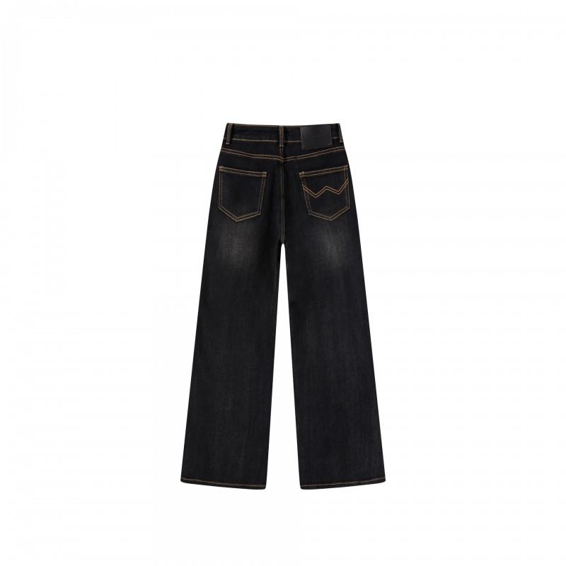 2025 High-Waisted Stretch Slim Fit Cropped Straight Leg Jeans Women Black Denim Pants