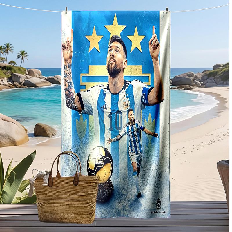 Lionel Messi Printed Beach Towel Quick Dry Soft TowelPortable Large Rectangular Beach Blanket for Travel Swimming Pool