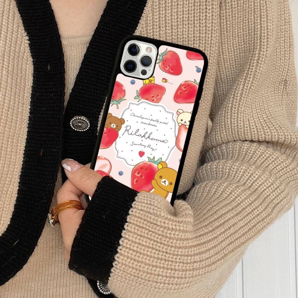 Anime Cute Cartoon Rilakkuma Movie For IPhone 17 16 15 14 13 12 11 Mini Pro Max Plus PC+TPU Back Phone Cover