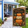 Double Sided Halloween Fall Pumpkin Garden Flag Linen Thanksgiving Lawn Flag  Patio