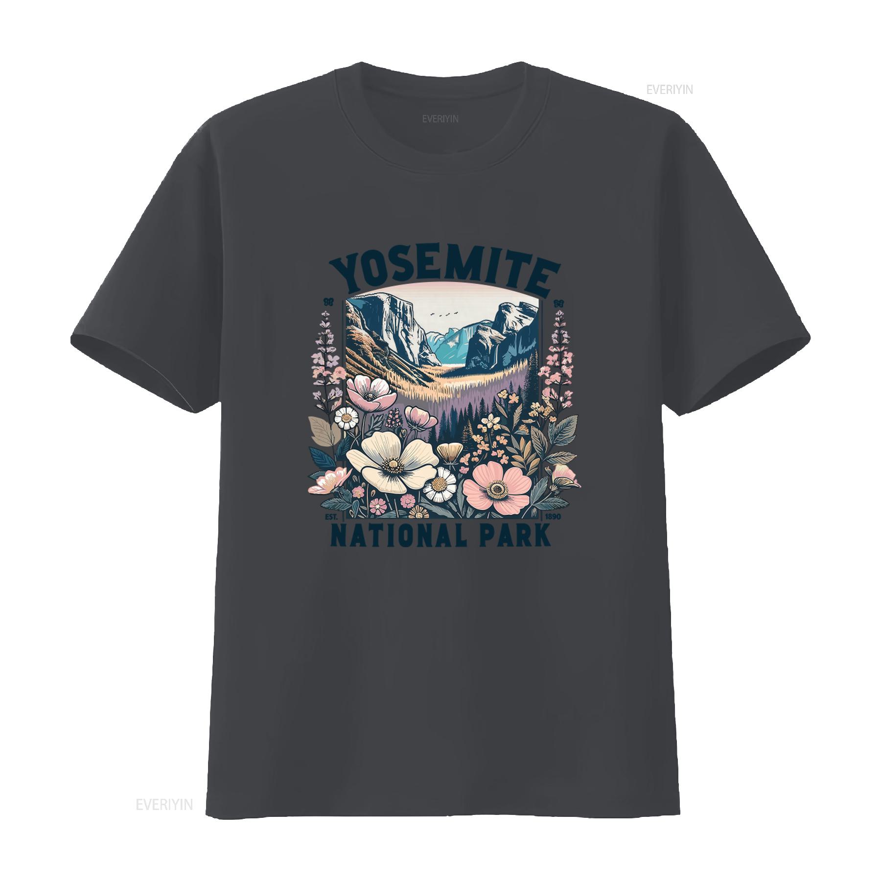 

Yosemite National Park Wildflower Floral Spring Crewneck T Shirt California Traveler Hiking For Her Granola Girl vintage 4XL