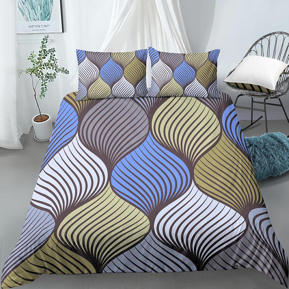 Geometric Duvet Cover Set Bohemian 3D Print Polyester Comforter Cover King Queen Twin Size with Pillowcase for Kids Boys Girls