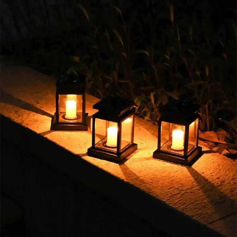 Solar Candle Lantern Lights Waterproof Garden Outdoor Hanging Solar Light For Outdoor Patio Yard Lawn Backyard Front Decor