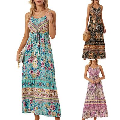 Women's Clothing New Foreign Trade Bohemian Sling Dress Printing Vacation Beach Dress