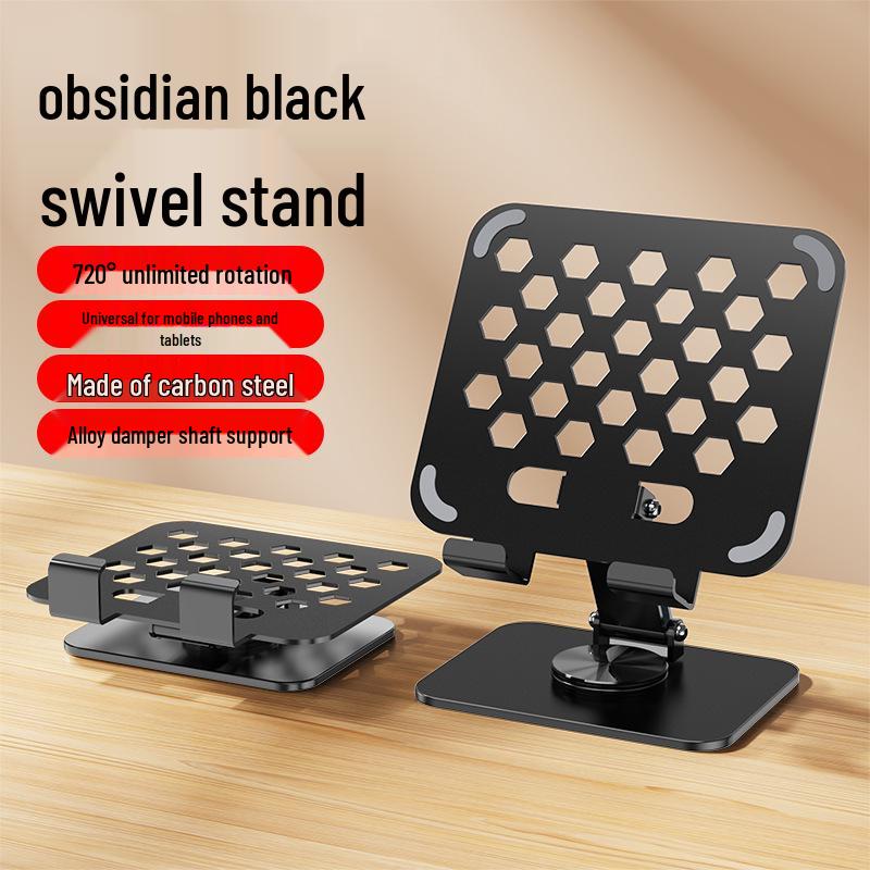 Universal 360° Rotating All-Metal Tablet Stand for Desktop Lifting, Folding, and Live Broadcasting