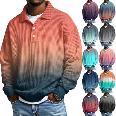 Camisa informal de hombre con botones, jersey de golf con cuello en V y cuello alto, sudadera de moda para otoño.