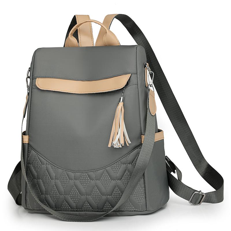 Mochila con Borlas para Mujer Mochila Patchwork de Nailon