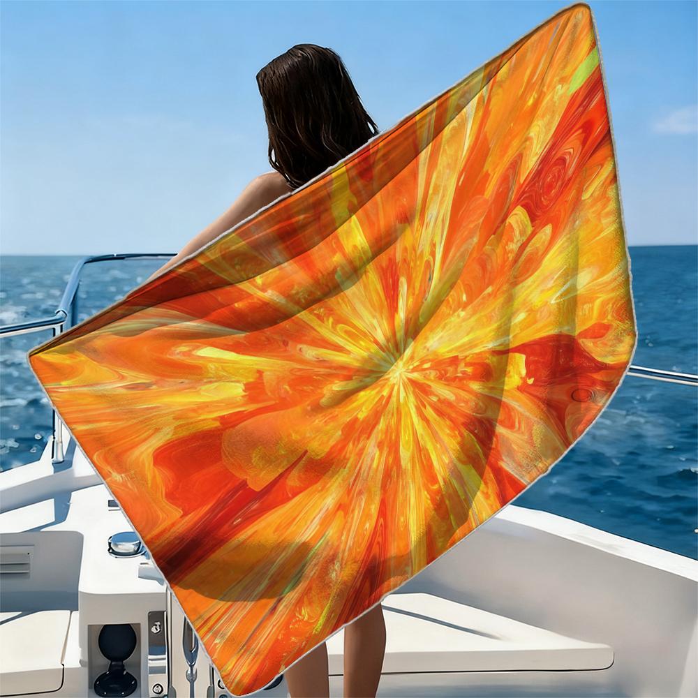 Orange Pink MarbleBeach Towel Ultra-fine Fiber Quick Drying Absorbent Beach Swimming Vacationvacation Essentials Gifts