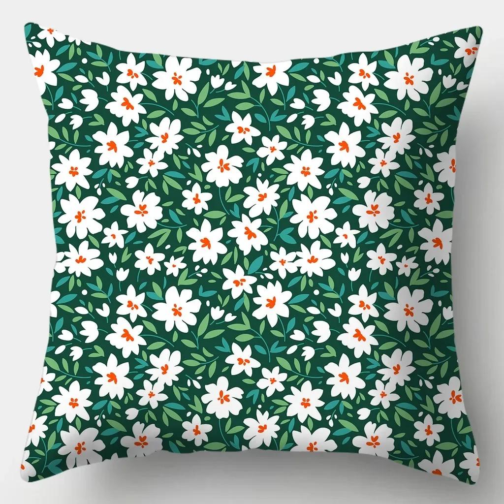 Flower Pillowcase Square Sofa Pillow Cover Watercolor Flowers Cushion