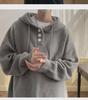 Men's Winter 2024 Casual Knitted Hooded Sweater - Button Design Pullover