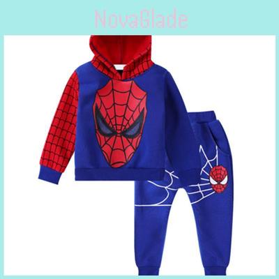 Wunderbarer Komfort mit 2-teiligem Kinder Jungen Langarm Spiderman Hoodie Hosen Trainingsanzug Set
