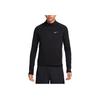 Nike Stójka Jednolity kolor Pół zamek Wodoodporny Raglan Długi rękaw T-shirt Męskie topy Czarny FB8565-010