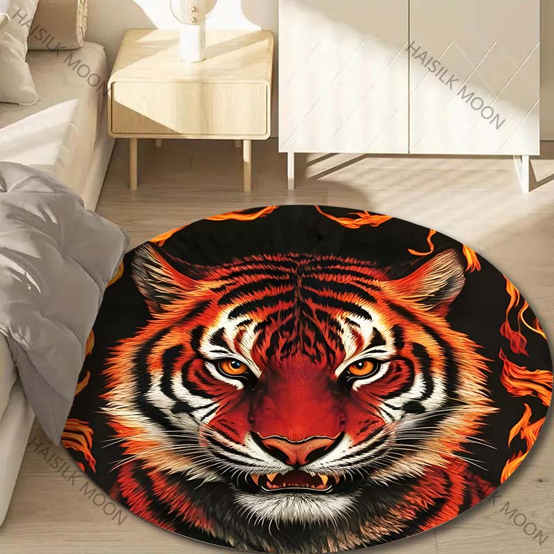 Multiple sizes ferocious animals Tiger head Print Round Carpet Living Room Bedroom Table Chair Sofa Decorative Carpet