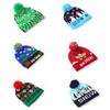 Christmas Lighted Knit Cap Flange Ball Knit Cap LED Colorful Cap Adult Child Hat Letter Pattern