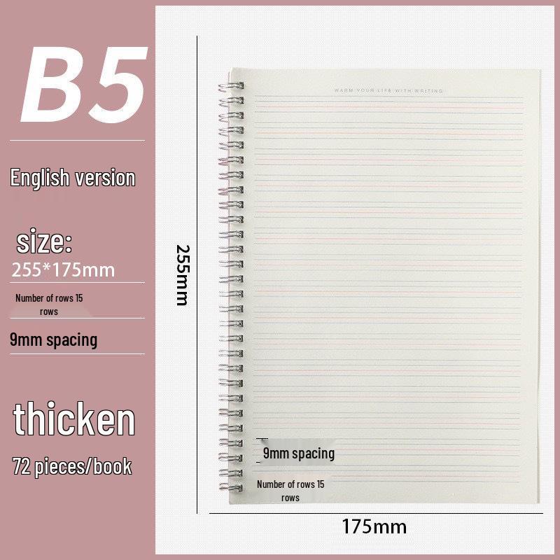 Clear PP Cover Spiral Notebook, Student Grid & Lined, Large B5 Size