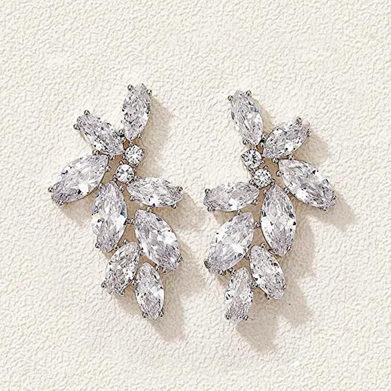 New Crystal Pendant Earrings with Zirconia Gorgeous Girls' Wedding Party Fashion Jewelry Light Luxury Personalized