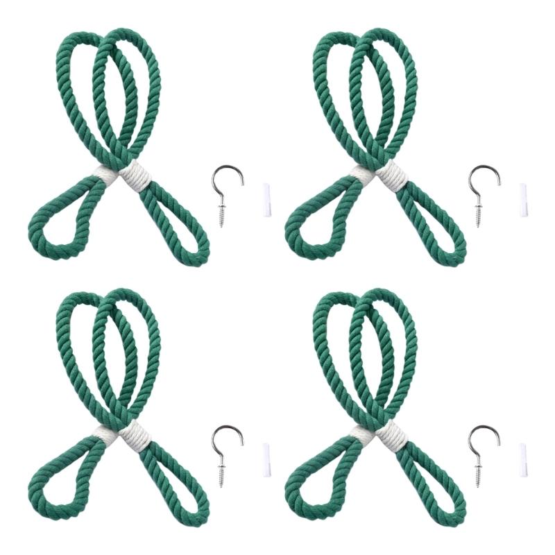 Pack Of 4 Stylish Rope Curtain Holdbacks For Easy Installation And Long last Durability Durable Curtain Holders зелёный