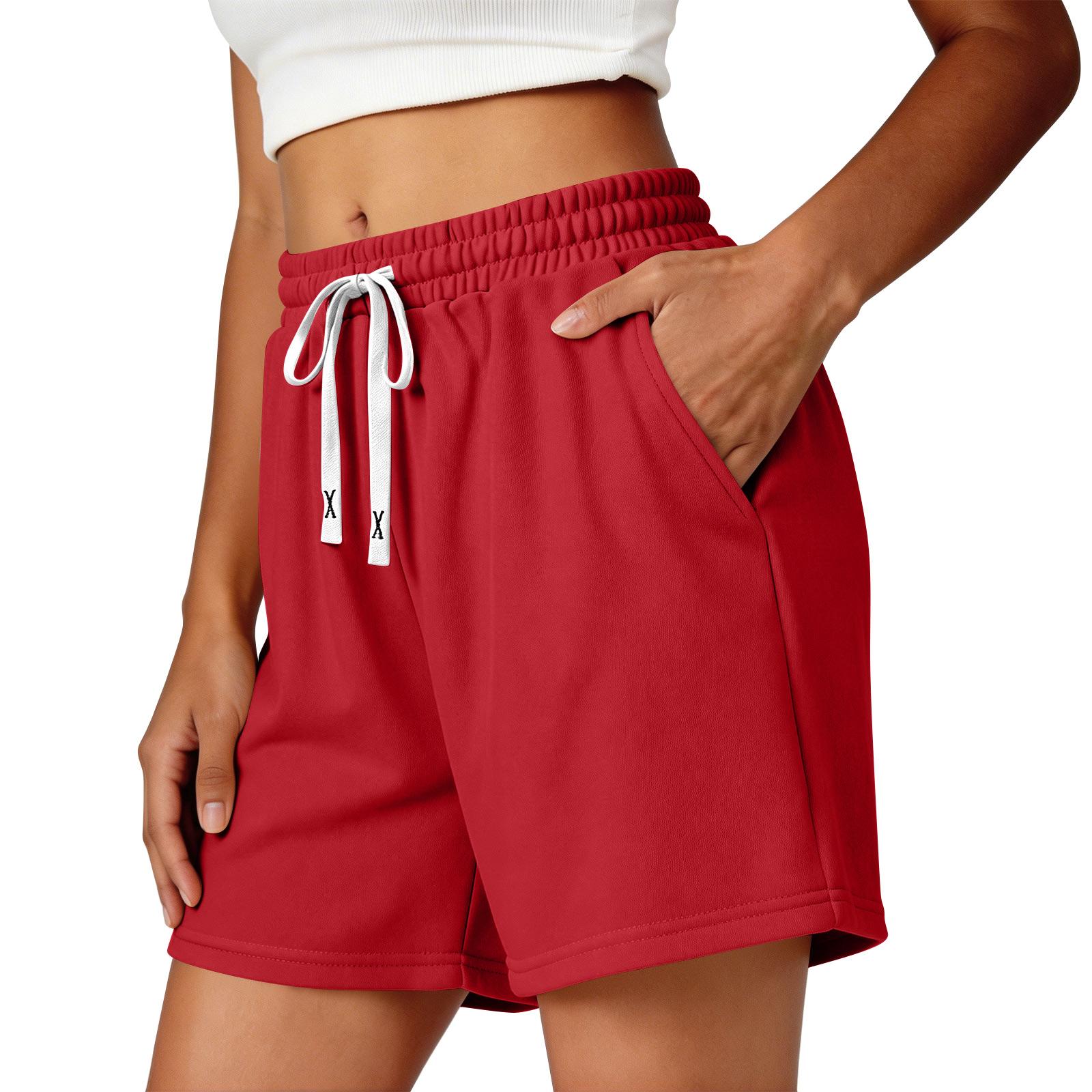 

Women s Casual Loose-Fit Shorts With Pockets XL червоний