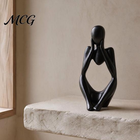 Minimalist Art Statue Thinker Statue, Modern Abstract Sculpture, 3D Printed Home Office Decoration Collectible Figurine for Bookshelf Desktop