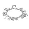 European & American Fashion 925 Sterling Silver-Plated Thirteen Charm Beaded Women's Bracelet