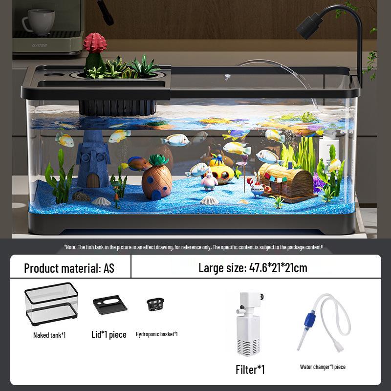 Acuario de Peces Betta de Alta Definición con Filtro y Oxigenador Integrados para Decoración de Sala de Estar