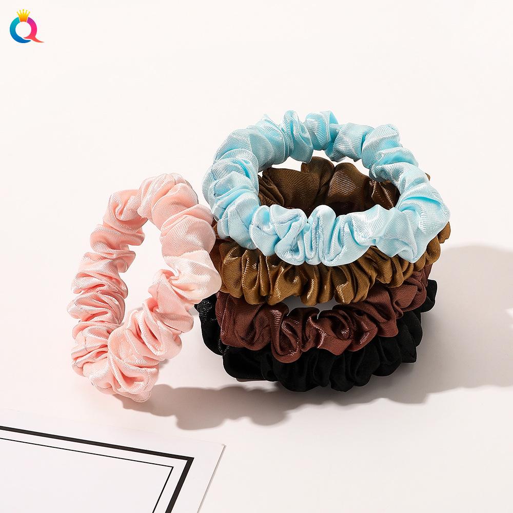 Satin Großes Scrunchie Einfarbig Kordelfarbe Dinza Pferdeschwanz Kugel Haargummi