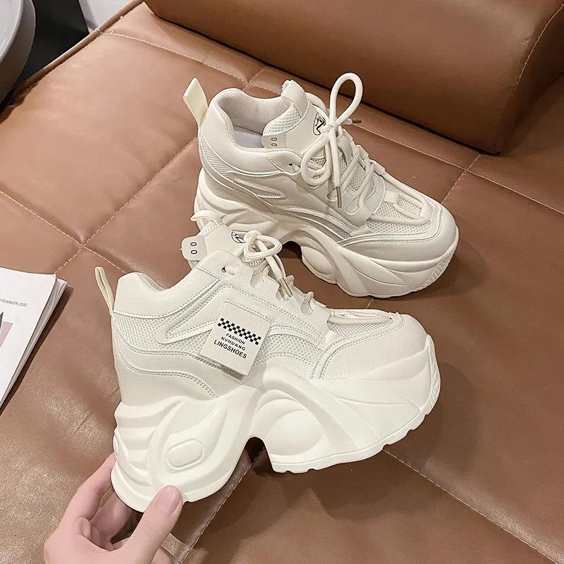 Summer new 9cm inner height-increasing women's shoes thick-soled small high-heeled dad shoes versatile sports and leisure shoes