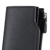 Men Short Card Wallet Slim Tri-fold Wallet Large Capacity Card Holder Cash Wallet with ID Window Zipper Coin Pocket Gift for Father Husband