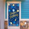 Blue Gold Navy Happy Birthday Door Banner Cover For Festival Photography Backg