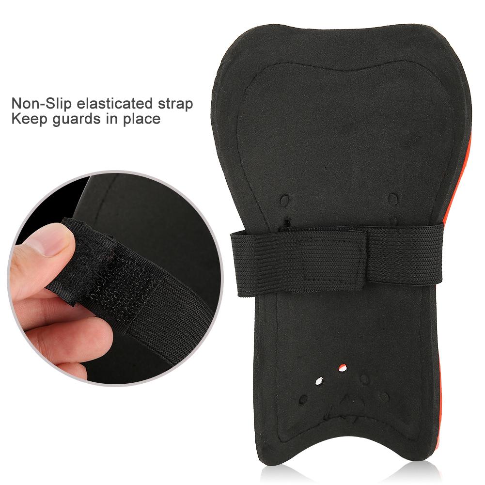 A Pair Chrld Football Shin Pads Training Leg Guards Safety Protector Adjustable Strap (Red)